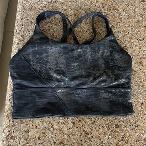 Lululemon black and Silver Strappy Sports Bra